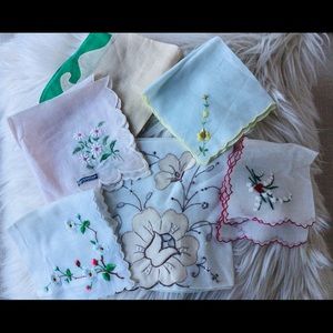 Vintage embroidered linen lot of 6 from Austria